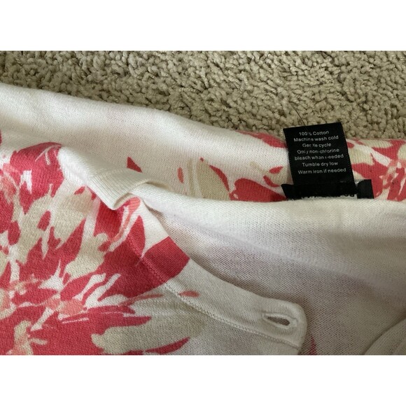 Ann Taylor, 3/4 Sleeve, White And Pink Floral Cardigan, Size: L - Picture 7 of 7